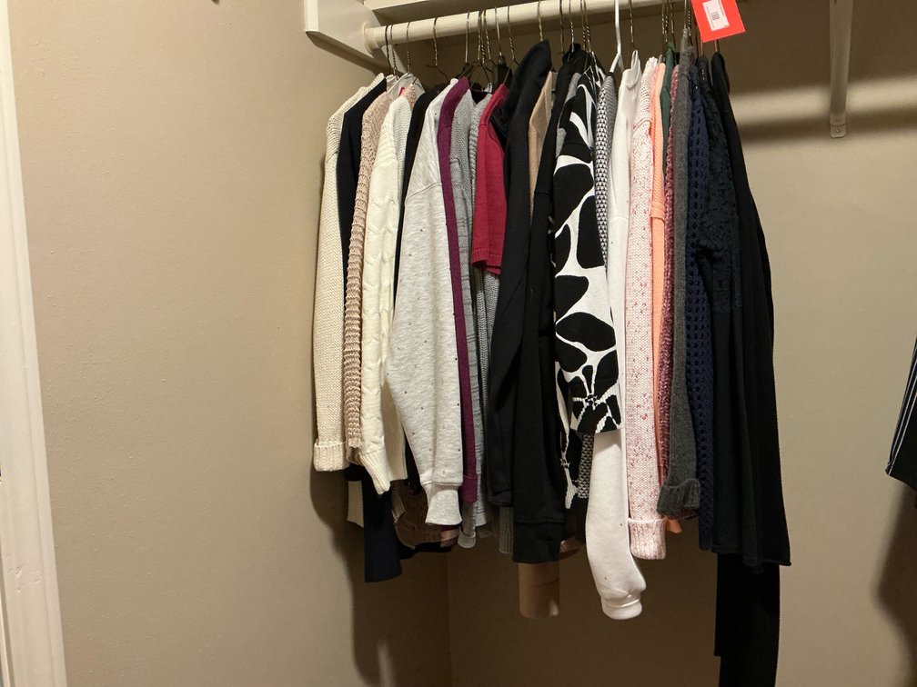 Grouping of ladies sweaters-Size S-Master bedroom closet