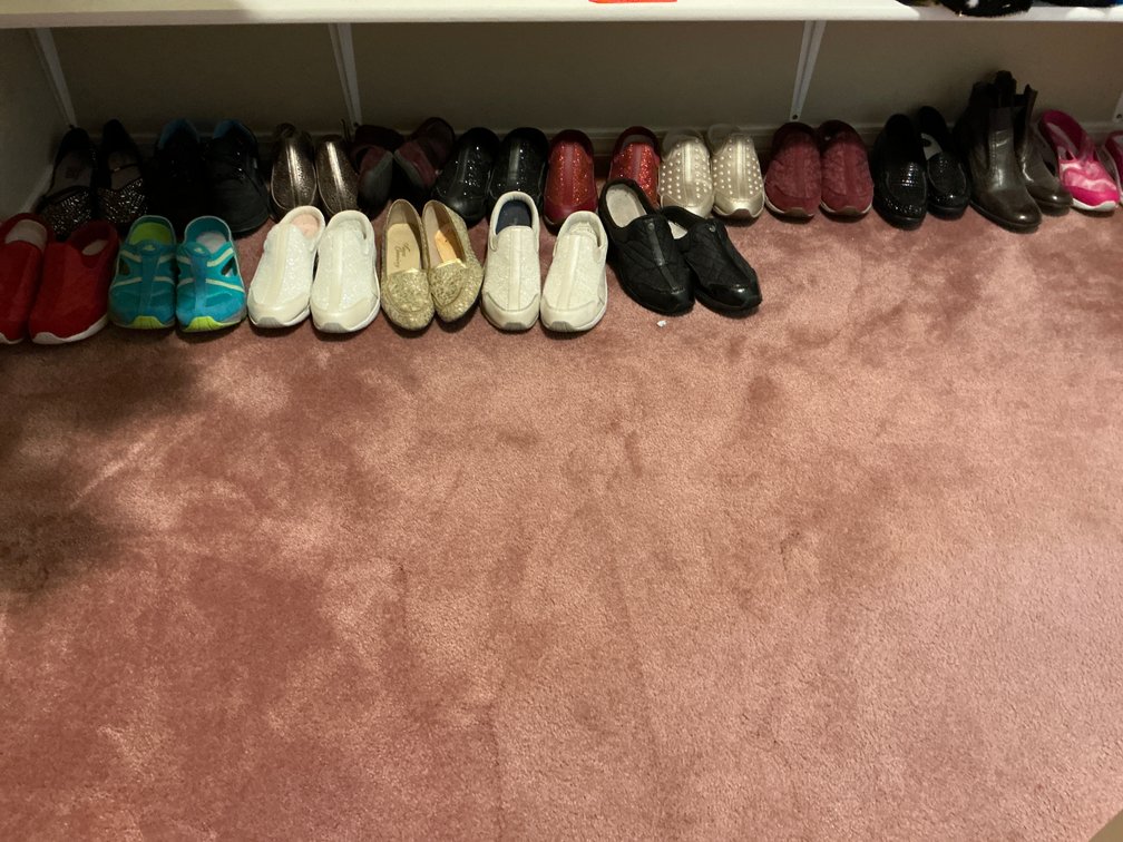 Grouping of ladies shoes on floor Size 7 & 8-Master bedroom closet