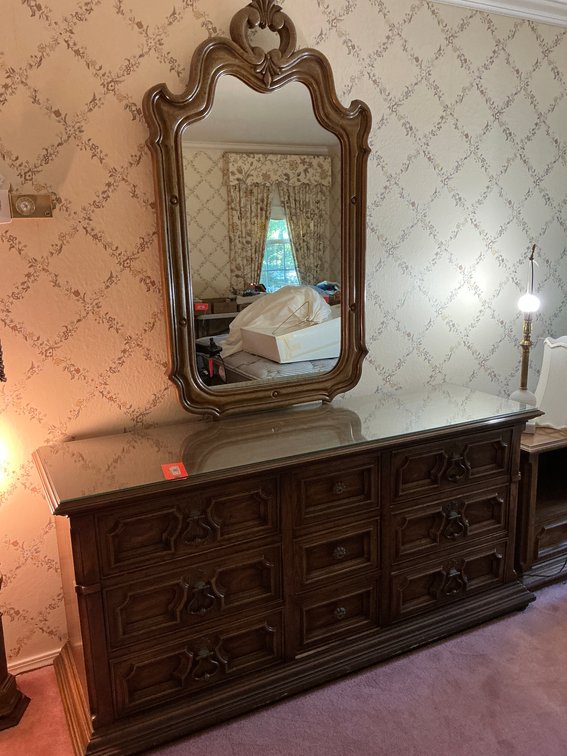 Triple dresser with mirror & nightstand-Master bedroom