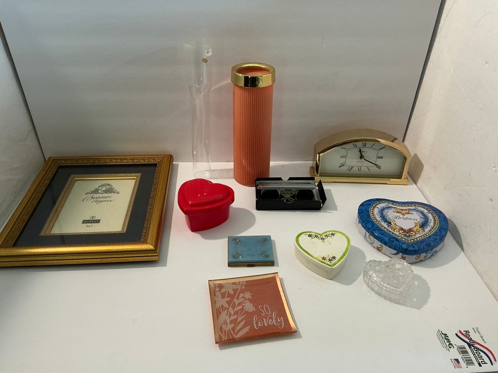 Clock, picture frame & assorted -Master bedroom