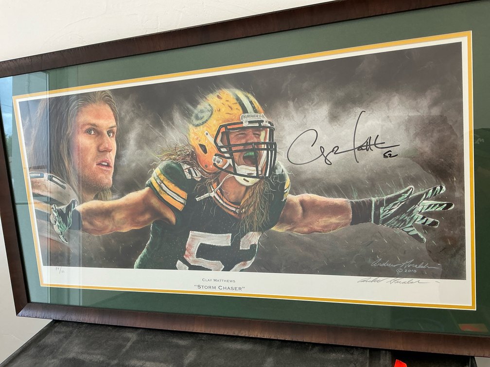 Framed & signed Clay Matthews “Storm Chaser” 84/100 with COA