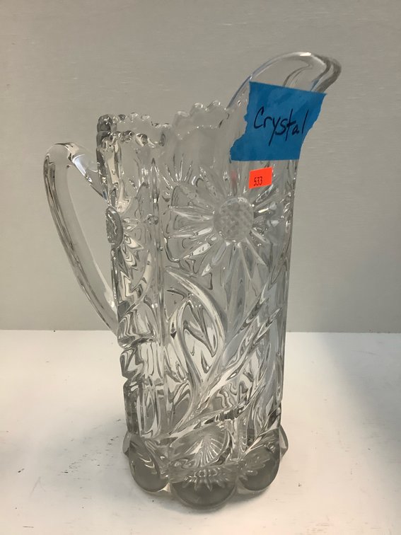 Crystal pitcher 11 inches tall