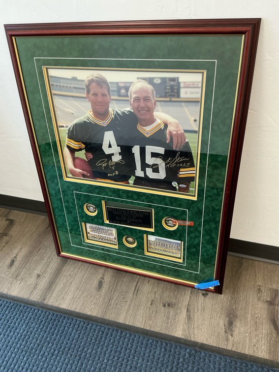 Framed & signed Favre & Starr photo print with COA 29x38”