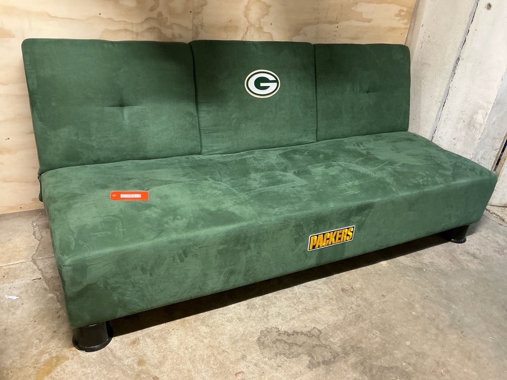 Upholstered Green Bay Packers klick klack style futon