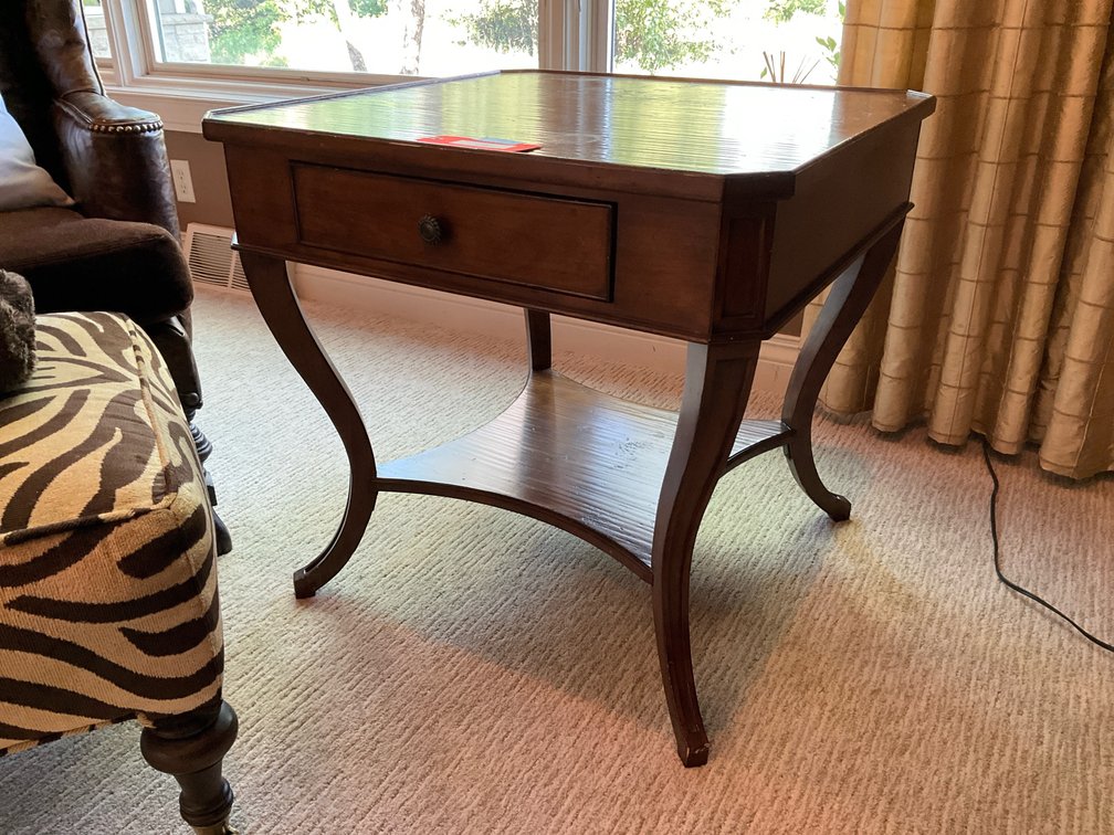 Vanguard furniture lamp table with single drawer 28x18x27”-Living room