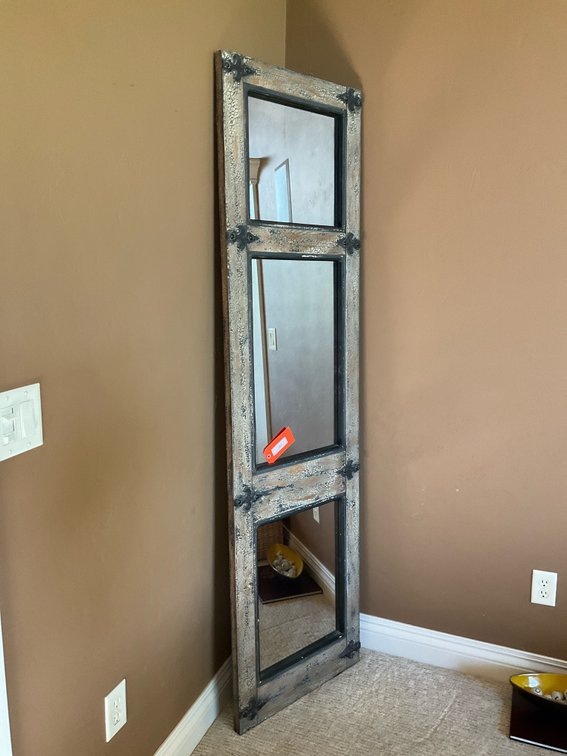 Framed decorator mirror 22x78”-Living room