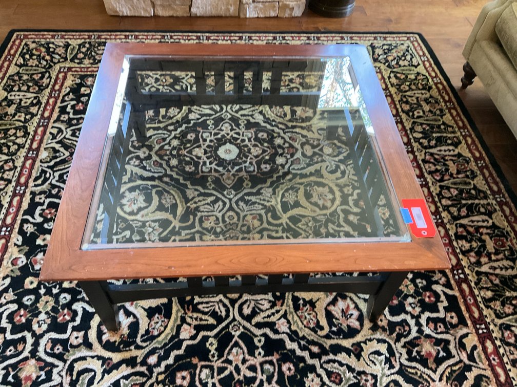 Coffee table with glass insert 38x38x17”-Den