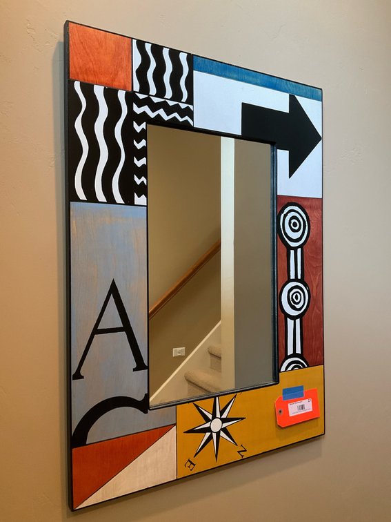 Framed mirror decorator 22x30”-Stair landing