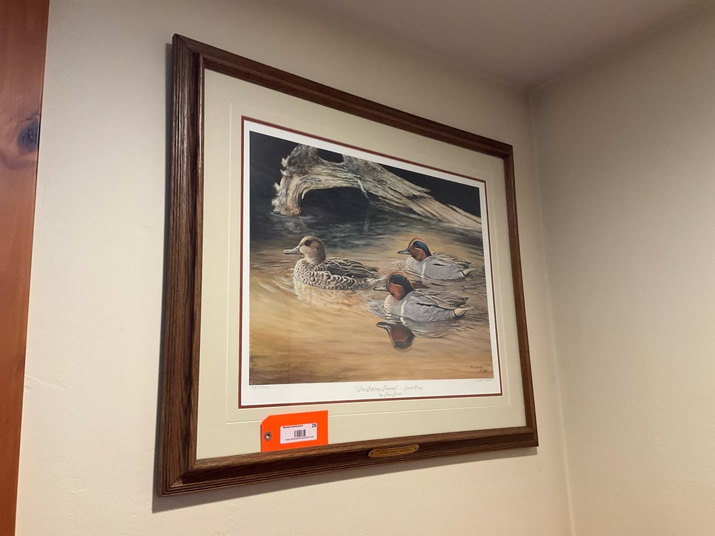 Framed, signed & numbered print “In Spring Pirsuit” Basement bedroom 587/3600