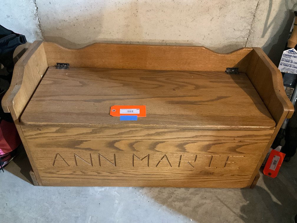 Wood toy bench with storage 36x15”-Personalized -Basement