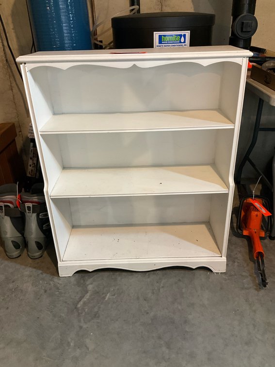 White bookcase 30x9x36”-Basement