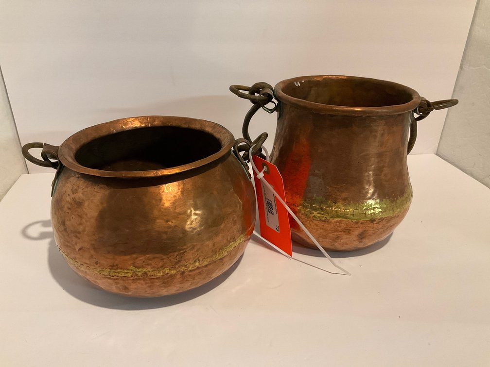 2 copper pots-Basement