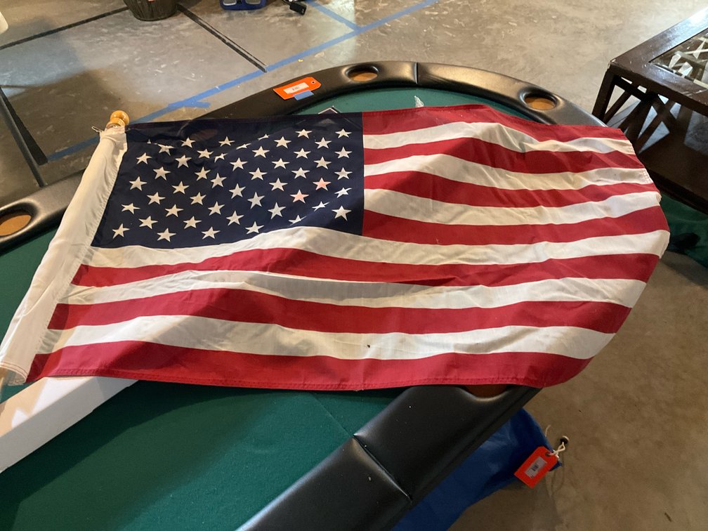 Flag pole, flag & bracket-Basement