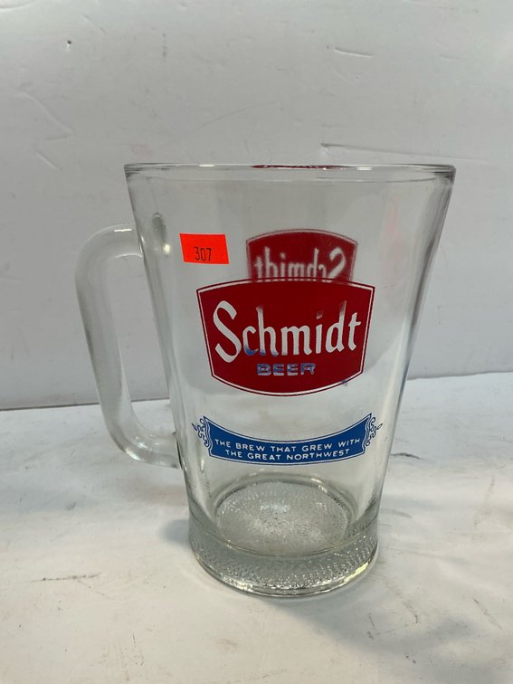 Glass Schmidt beer pitcher