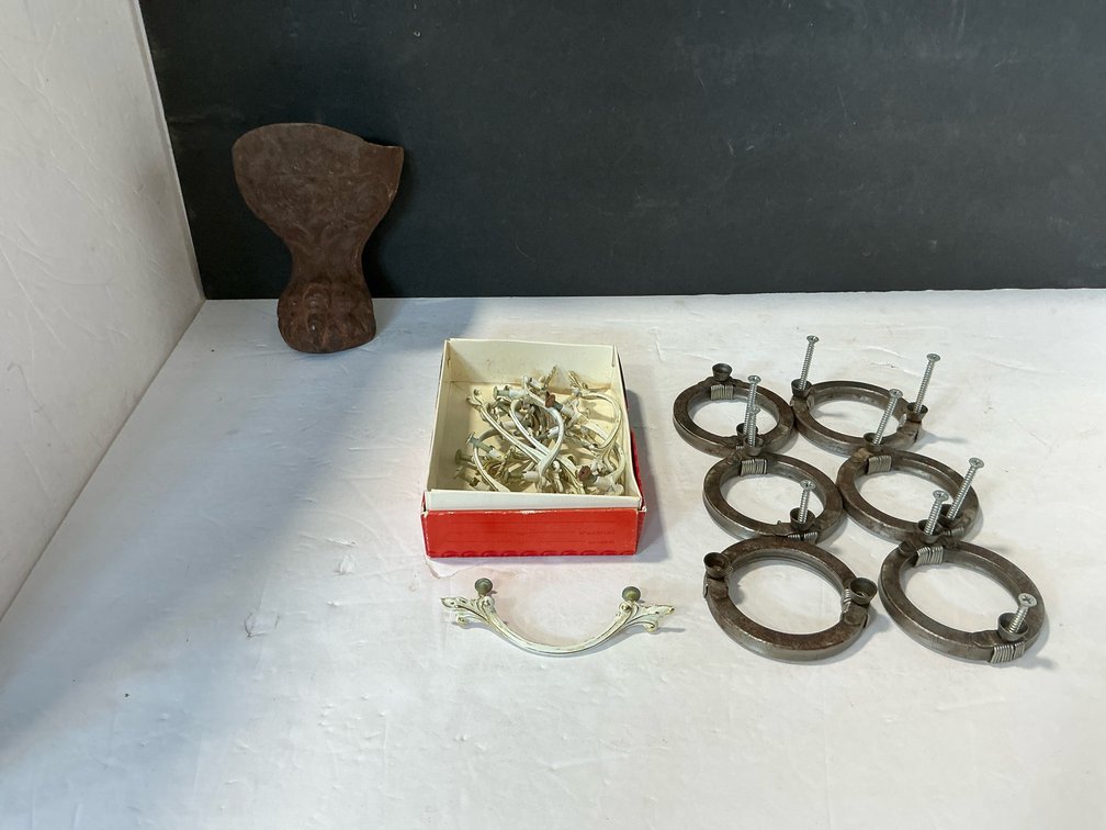 Drawer pulls & cast iron stove foot