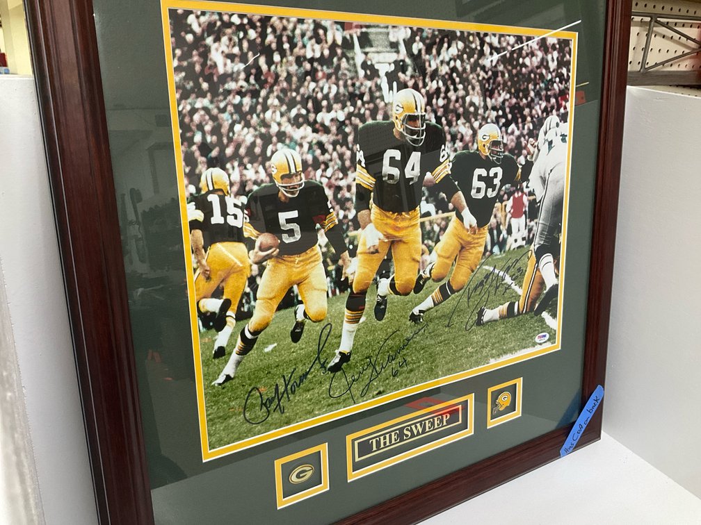 Framed & signed Packers The Sweep photo with COA 26x26”