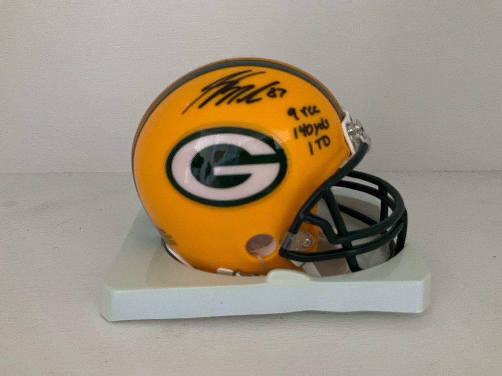 Autographed mini Packer helmet with COA