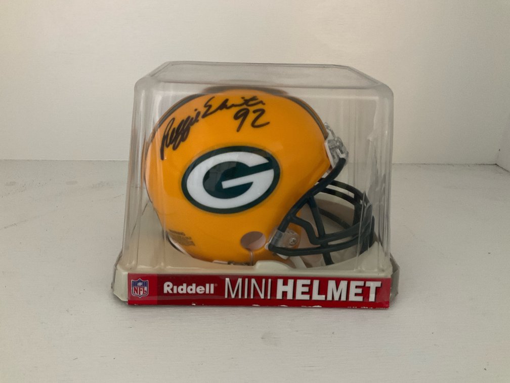 Autographed mini Packer helmet with COA