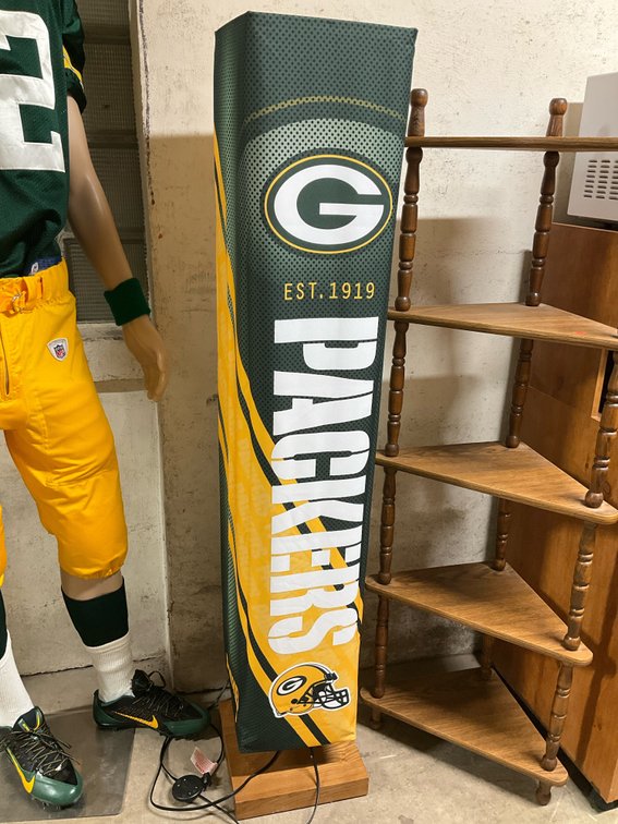 Packers floor lamp on wood base