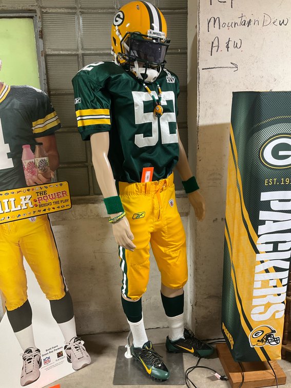 All dressed up Packer mannequin 75” tall