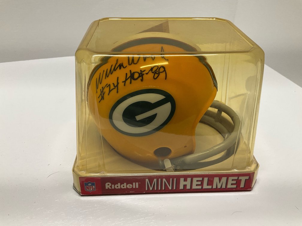 Autographed mini Packer helmet with COA