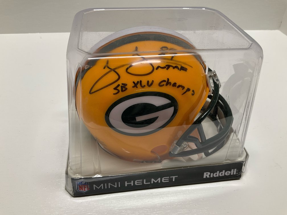 Autographed mini Packer helmet with COA