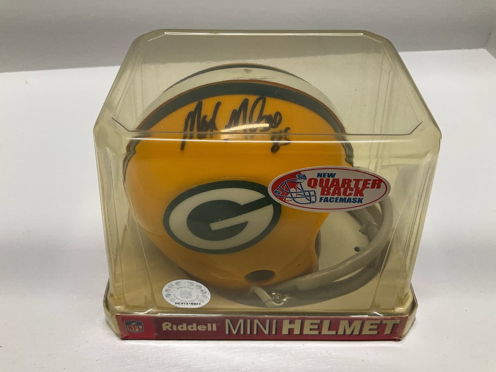 Autographed mini Packer helmet with COA