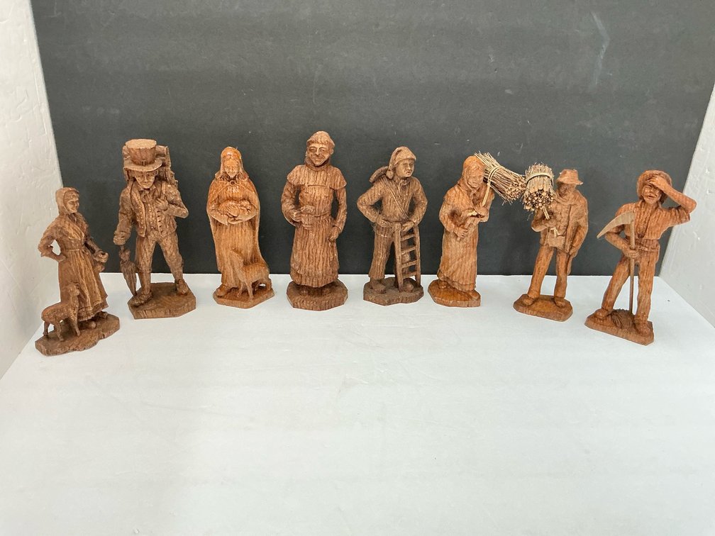 Carved wooden figurines 8 inches tall