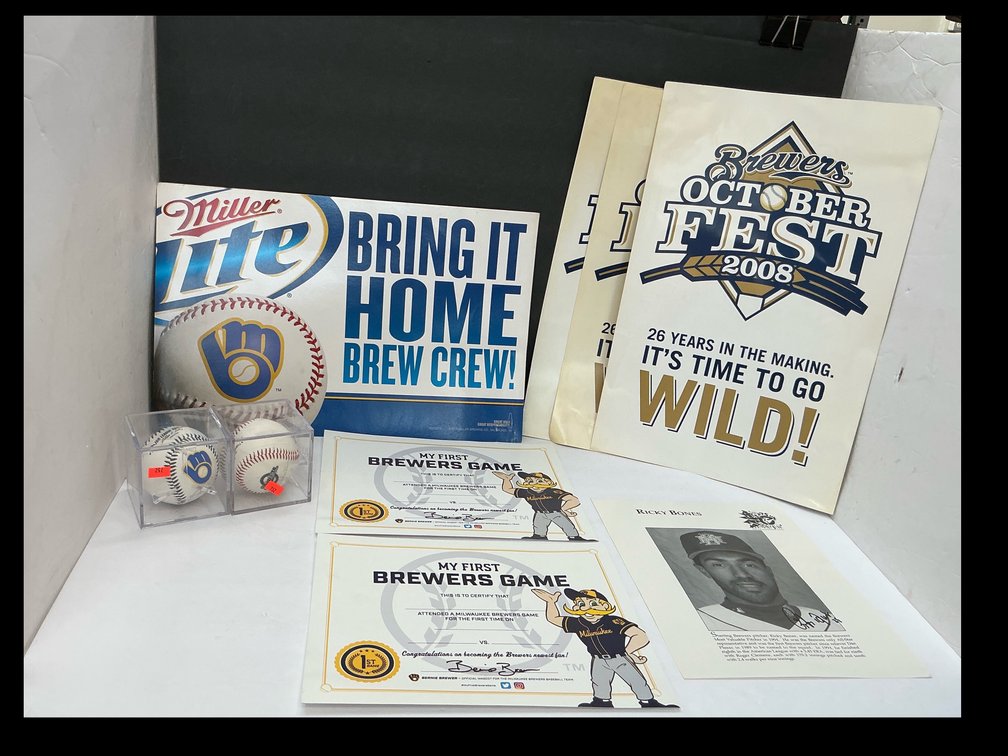 Signed baseballs, baseball posters
