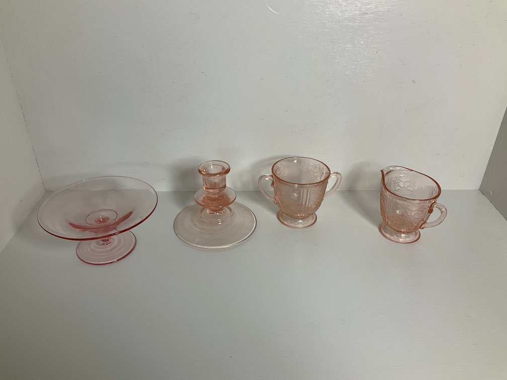 Pink depression glassware-Bedroom