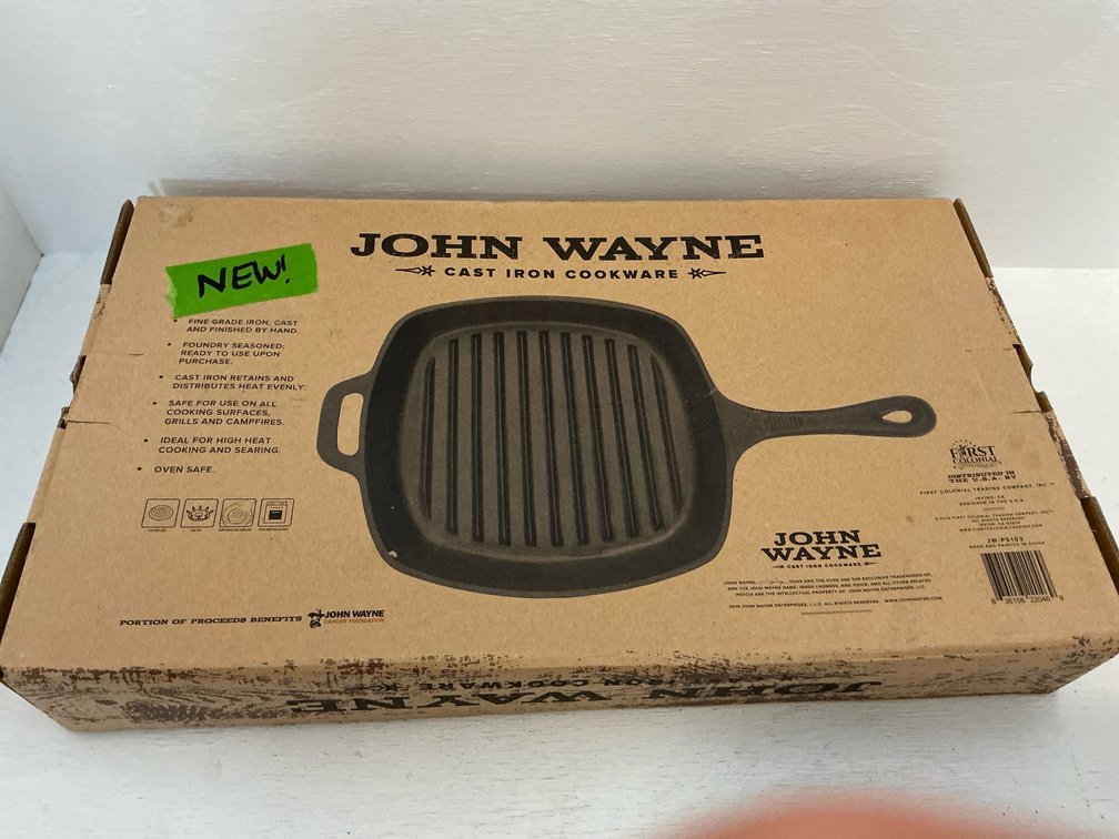John Wayne 10 in. square cast iron grill pan