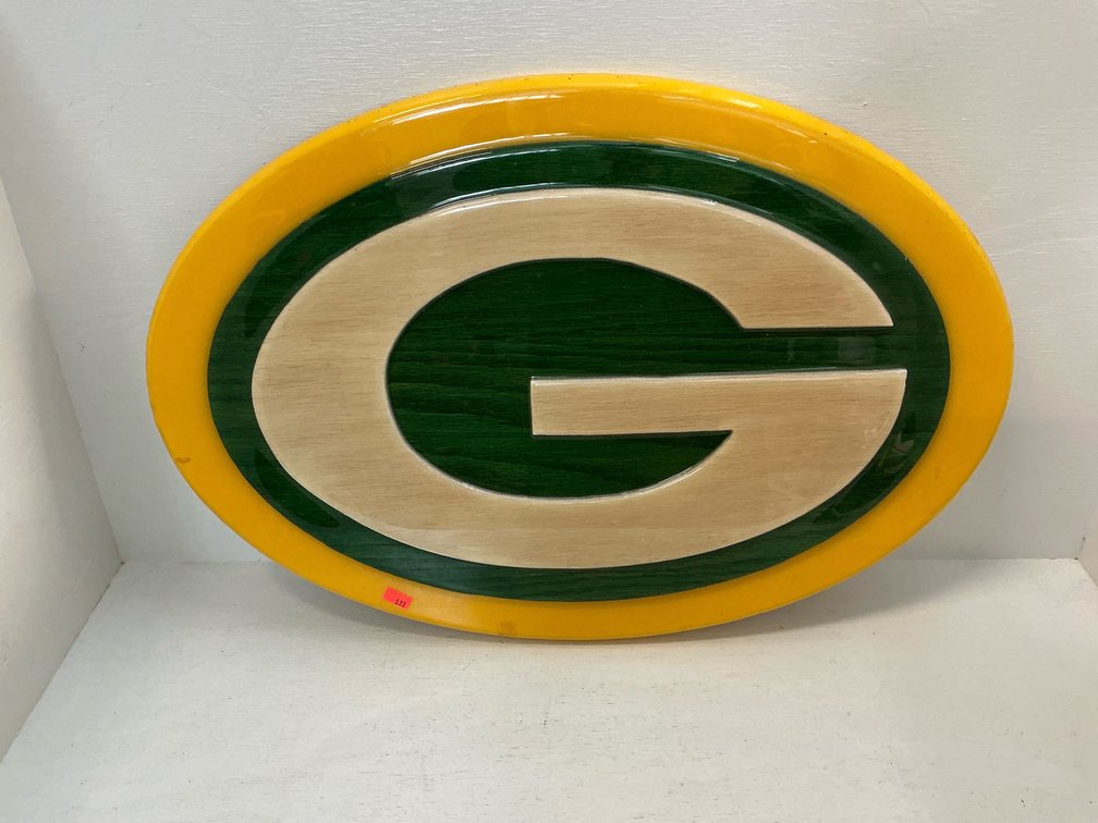 Green Bay Packers wooden logo wall plaque 21x15”