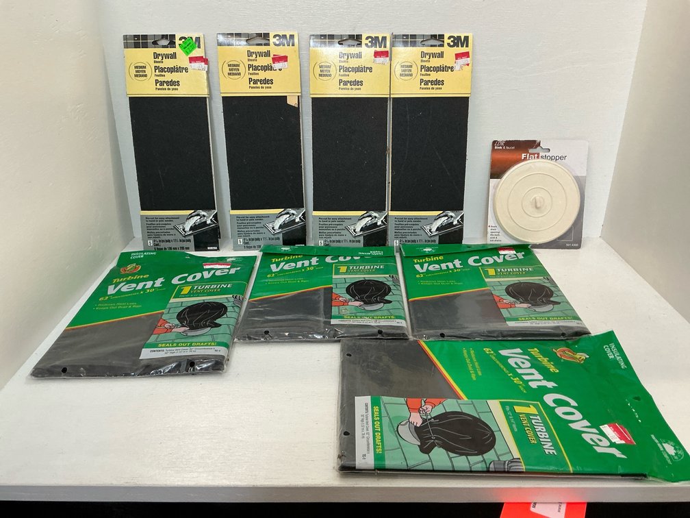 Assorted home supplies with 3M sheets & vent covers