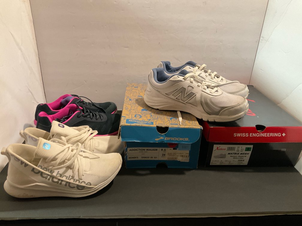 3 pairs of New Balance, Brooks & Xelero athletic shoes