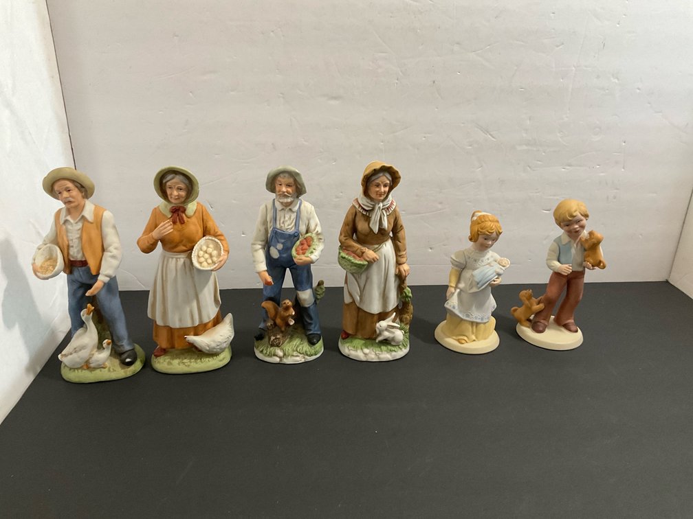6 assorted bisque porcelain figurines