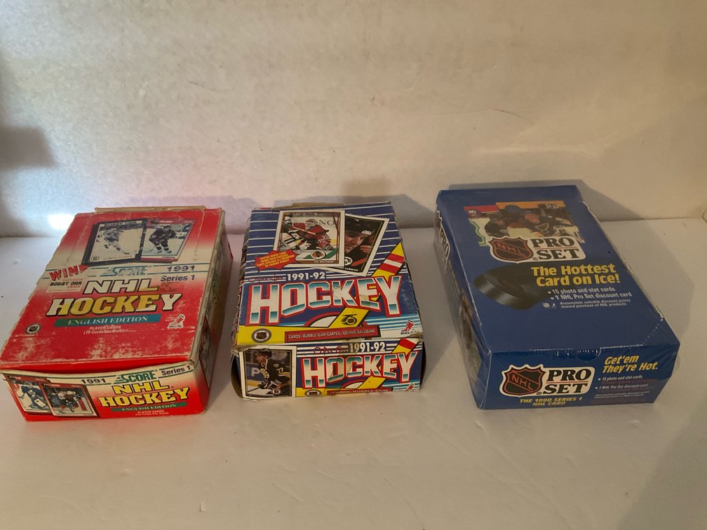 3 Score, O-Pee-Chee & Pro Set NHL card boxes