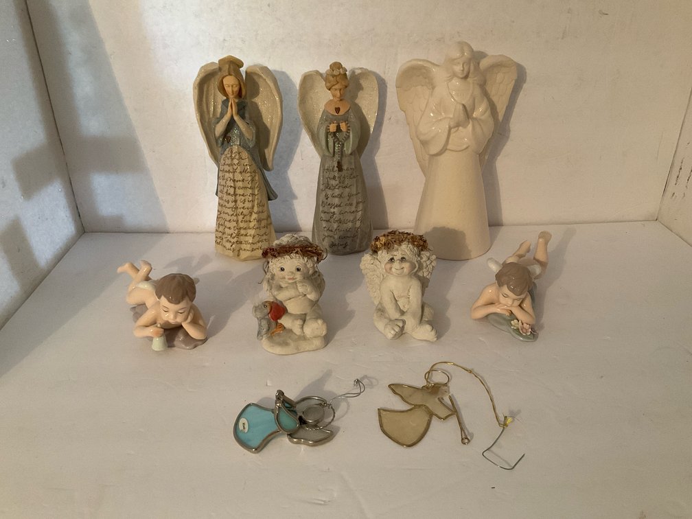 9 assorted Enesco & Dreamsicles angel figurines