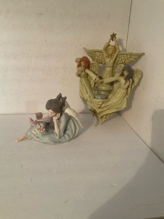 Porcelain angel figurine & Collections Etc candle holder