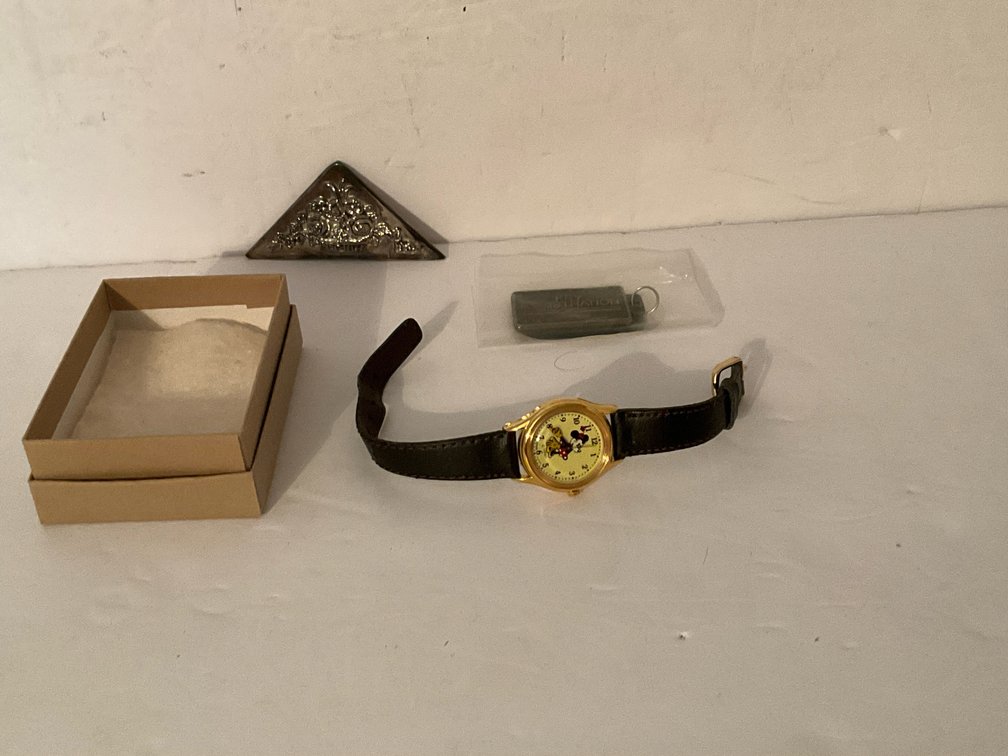 Mickey Mouse watch, Godinger metal base & key tag