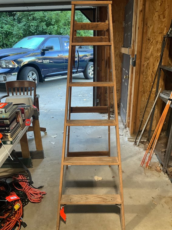 6’ Keller wood folding stepladder with top platform
