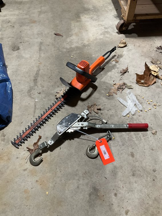 18 in electric hedge trimmer & come-along cable puller