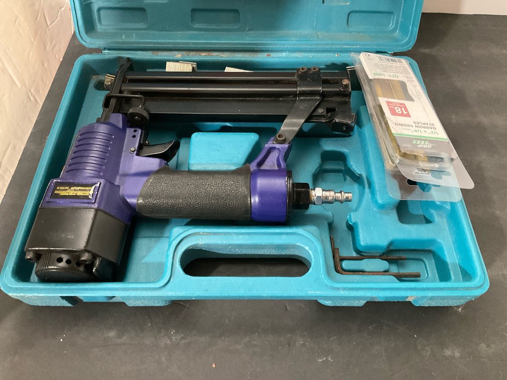 Central Pneumatic narrow crown stapler with case
