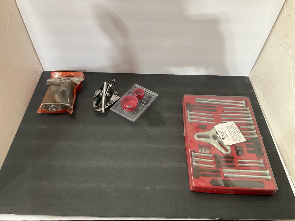 Bolt puller set, gear puller, impact driver set & hole saws