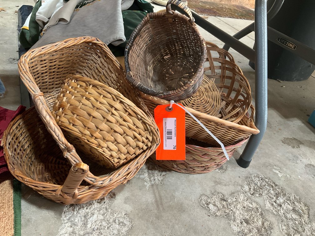 Grouping of woven wicker & reed baskets