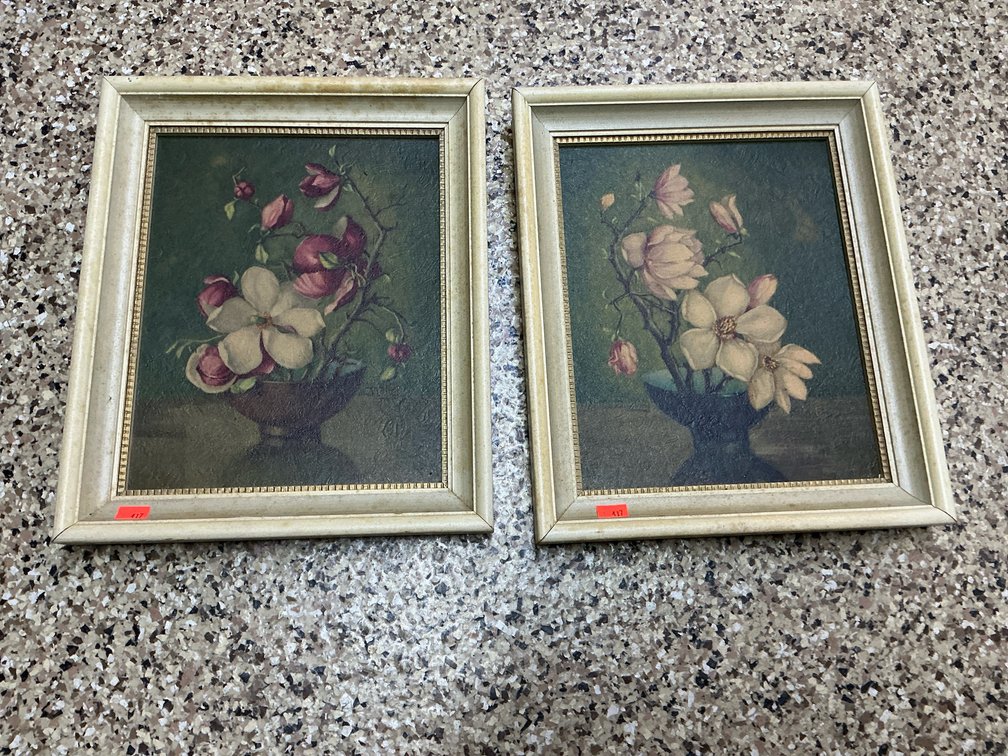 Pair of Illinois Moulding Co. framed magnolia pictures