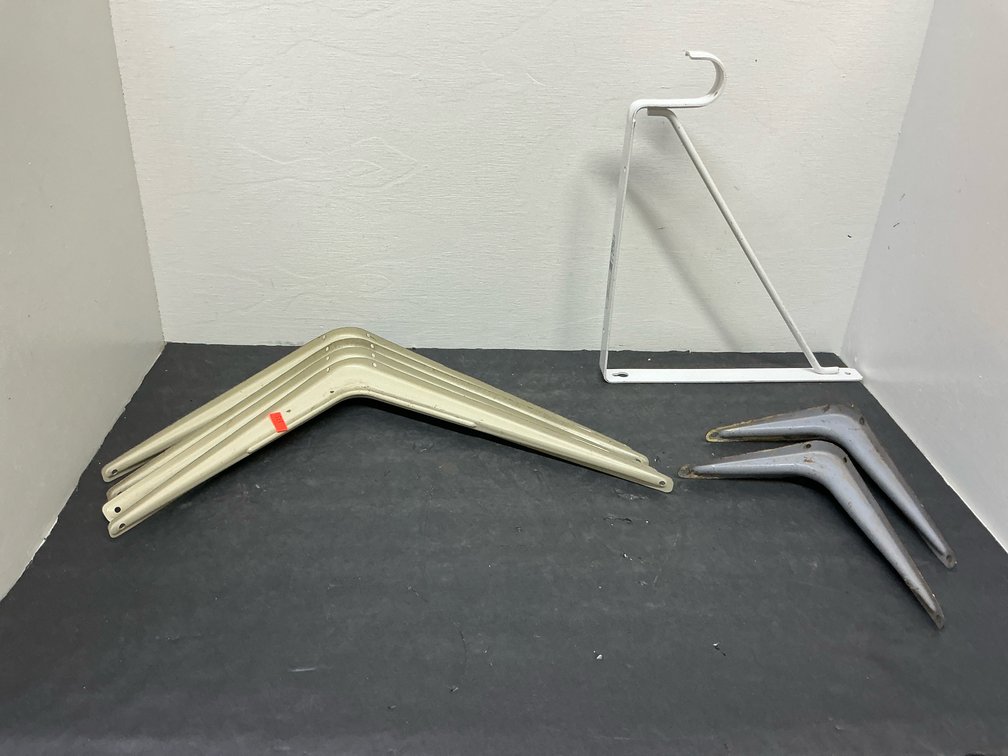 metal shelf brackets with closet rod hook