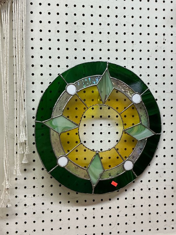 Round leaded stained glass star suncatcher