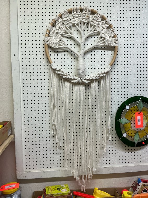 Macrame tree of life wall hanging on wooden hoop