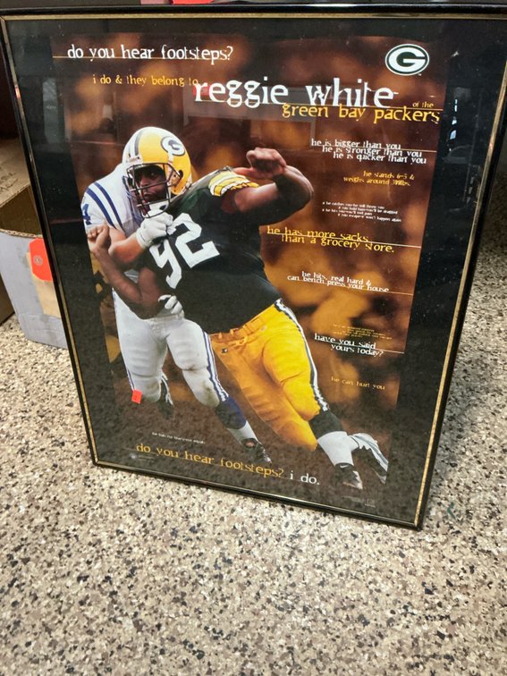 Costacos Brothers framed Reggie White Packers poster