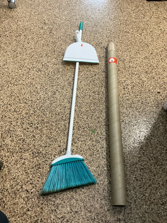 Broom & dustpan set with Outagamie County plat map